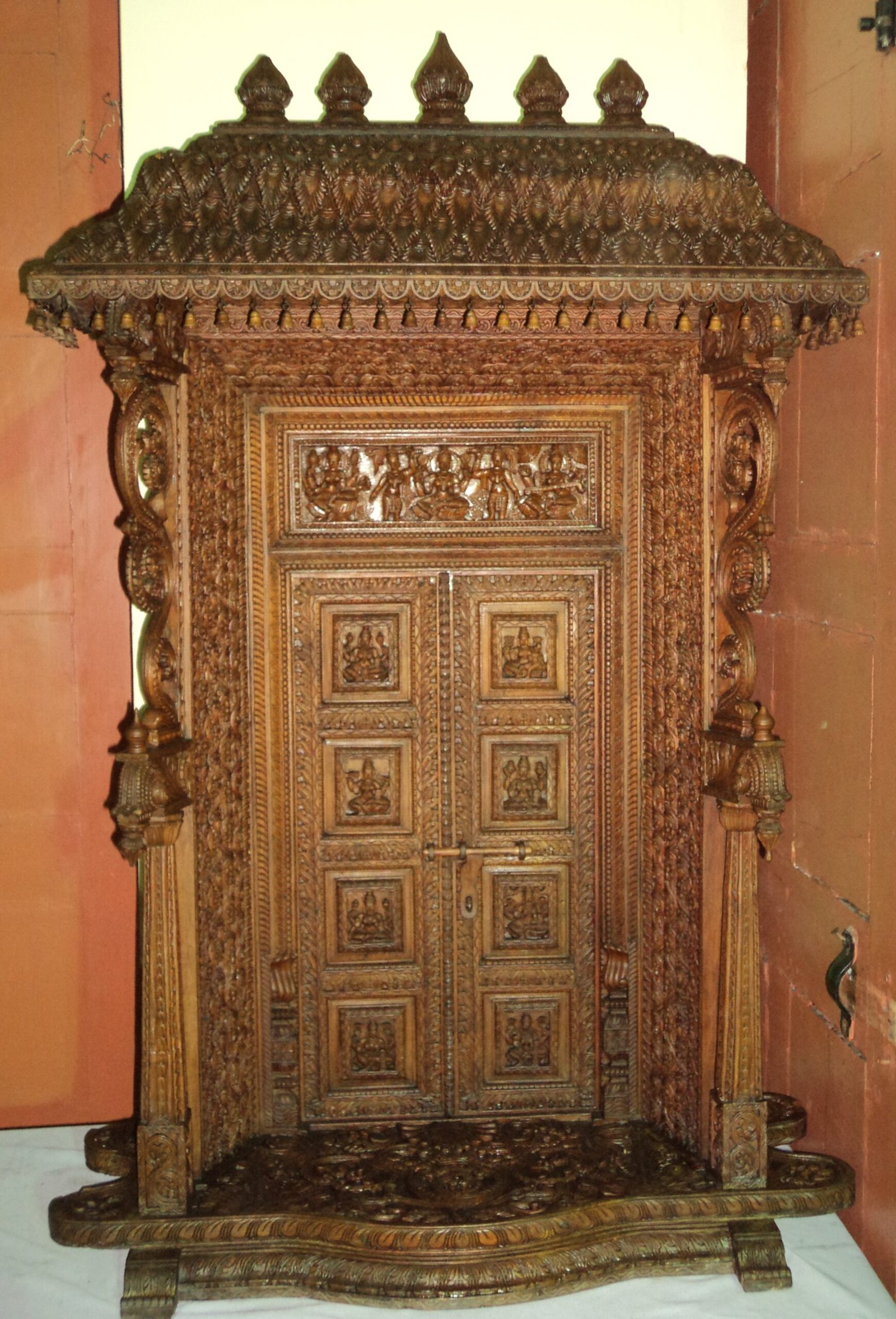 (15) 6′ X 10′ Burma Teak Wood Carving Door with Frame with kalashams